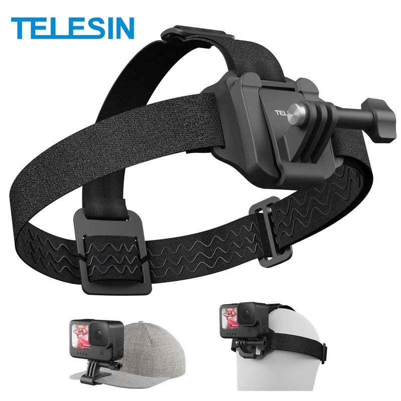 TELESIN - 2x1 Arnés Cabeza + Clip Montaje para Cámara Gopro Insta360