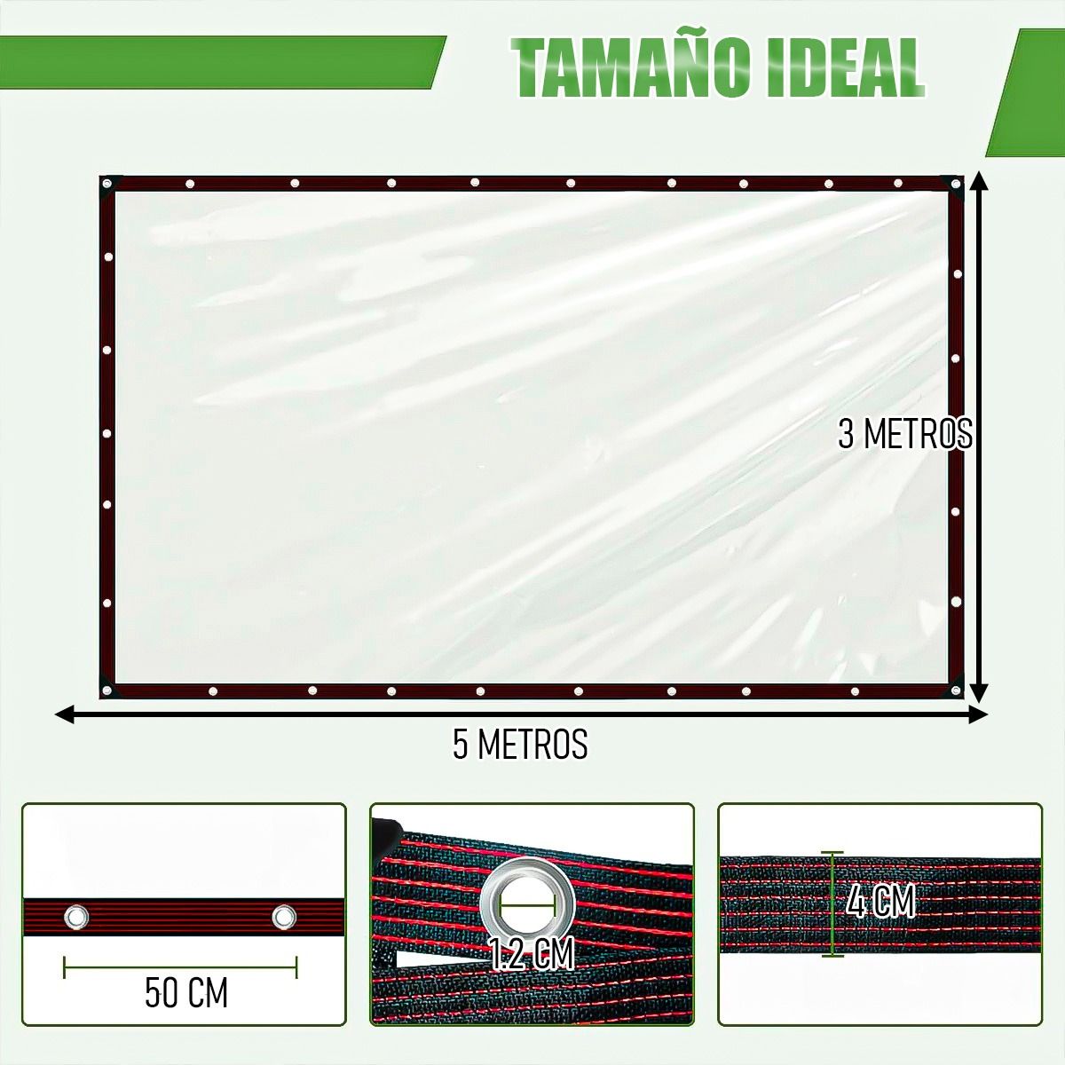 GENERICO - Lona Carpa Multiuso 3x5 Metros Impermeable Lona Transparente