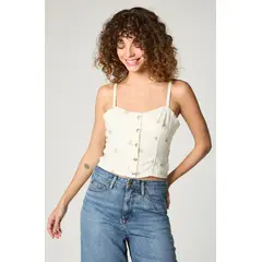 LEE - Polera Mujer Embroidery Top Ecru