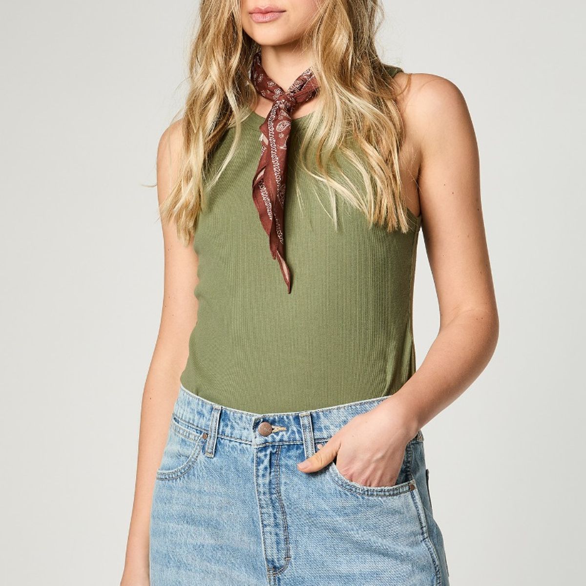 WRANGLER - Polera Mujer Ringer Tank Green