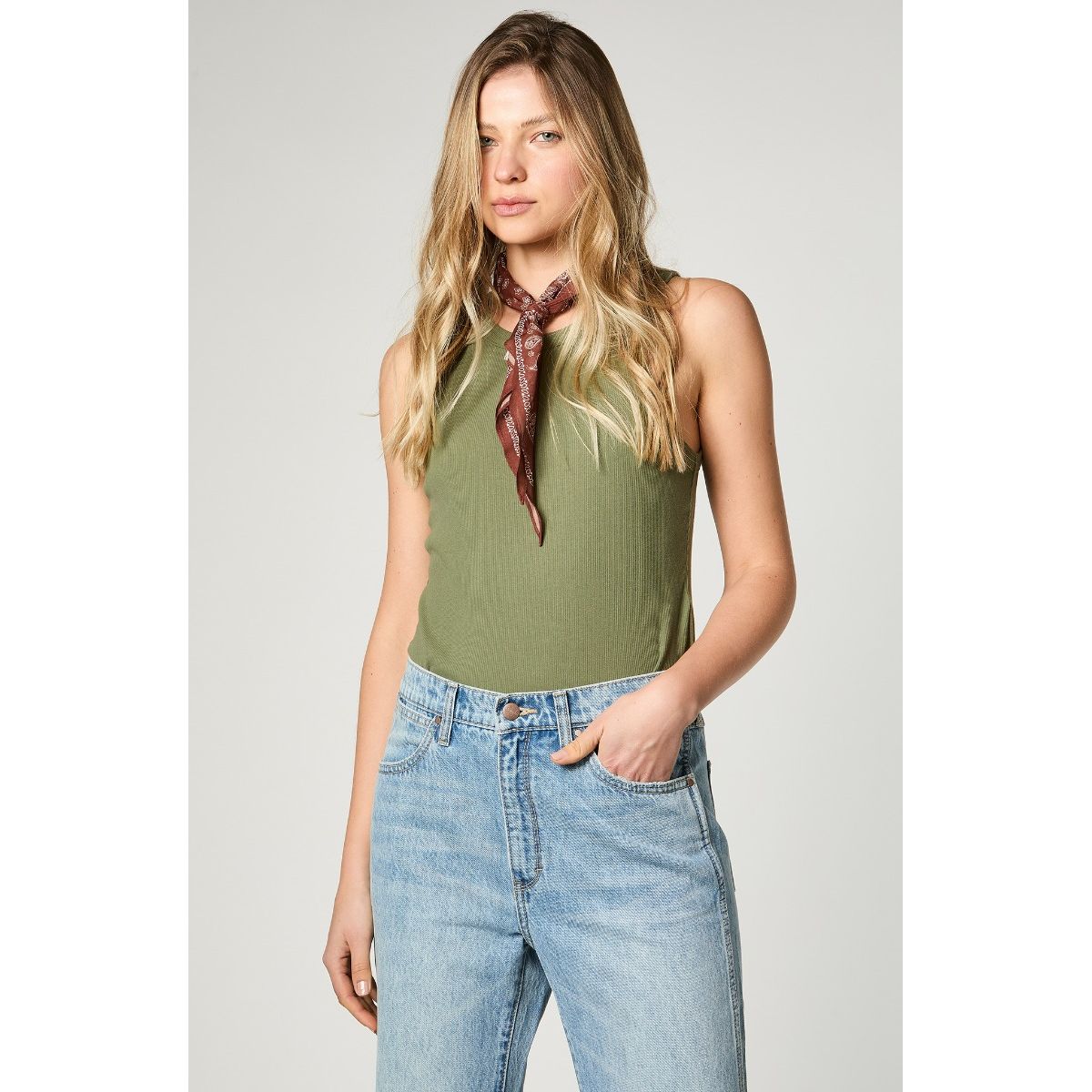 WRANGLER - Polera Mujer Ringer Tank Green