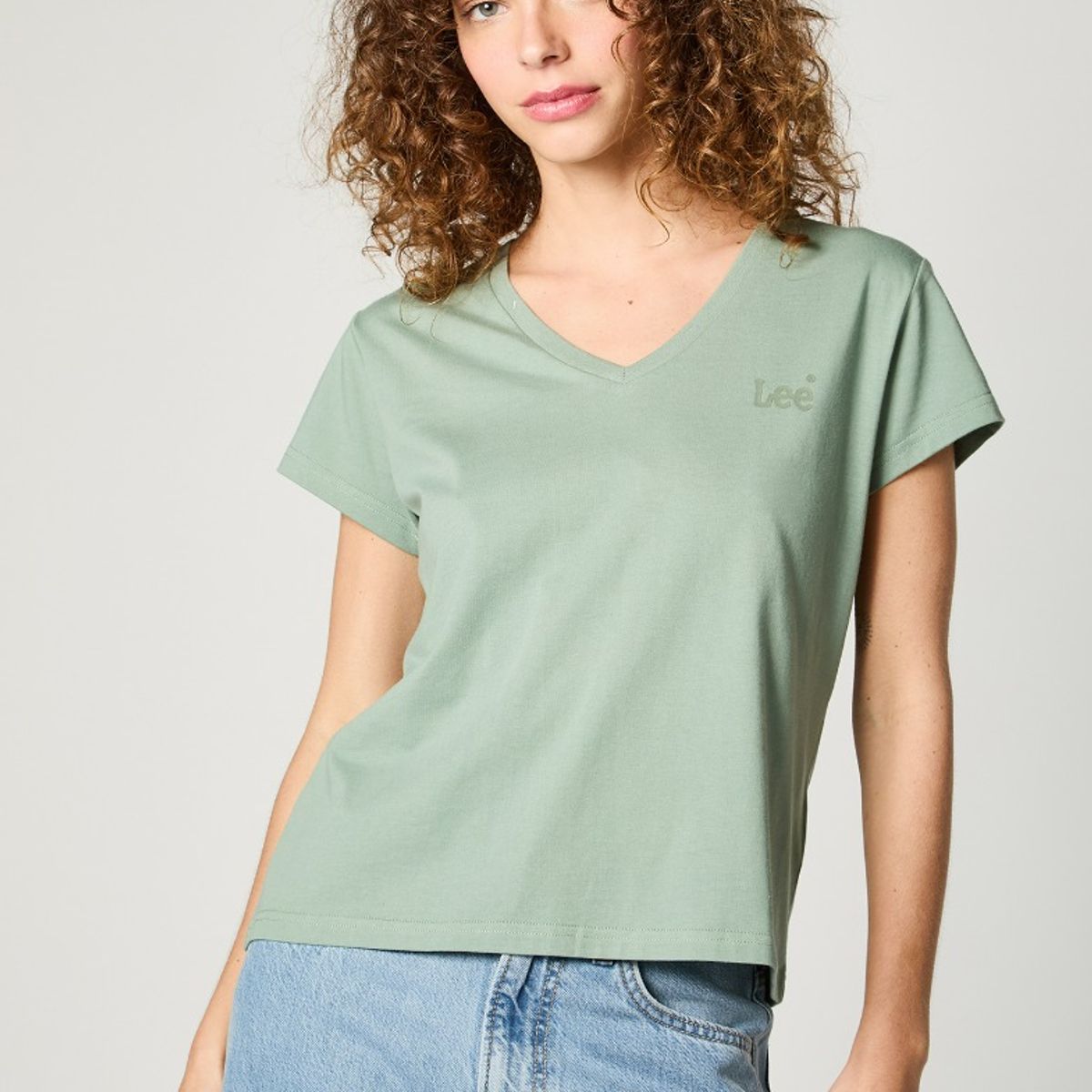 LEE - Polera Mujer Relaxed V Neck Green
