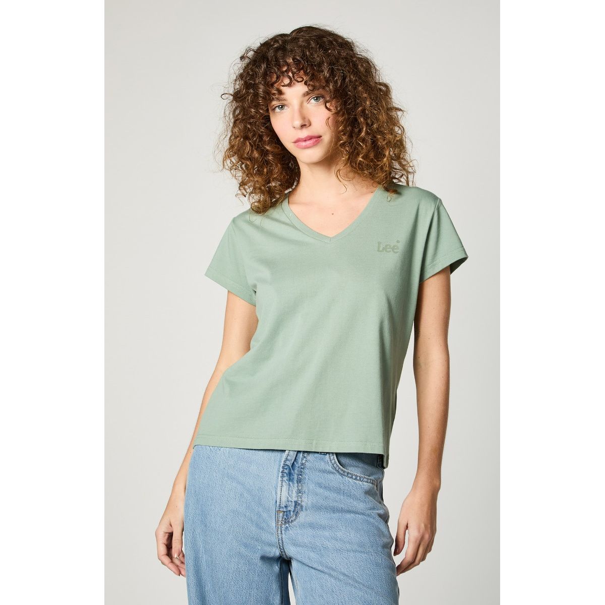 LEE - Polera Mujer Relaxed V Neck Green