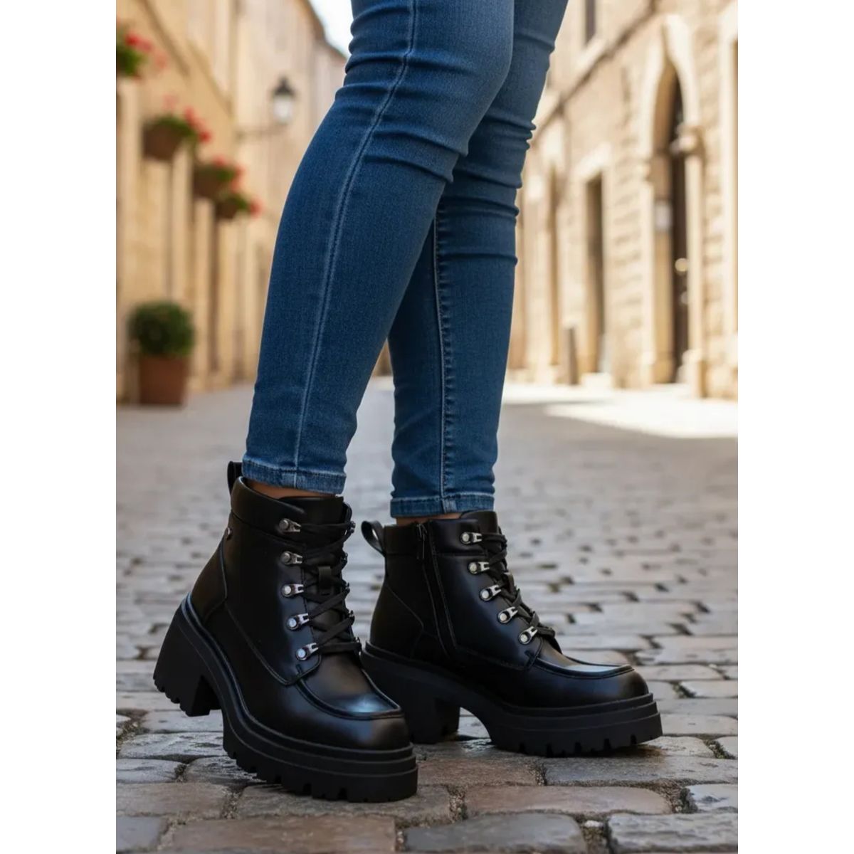 SNOOPY - Botin Mujer  color Negro  con Plataforma M511