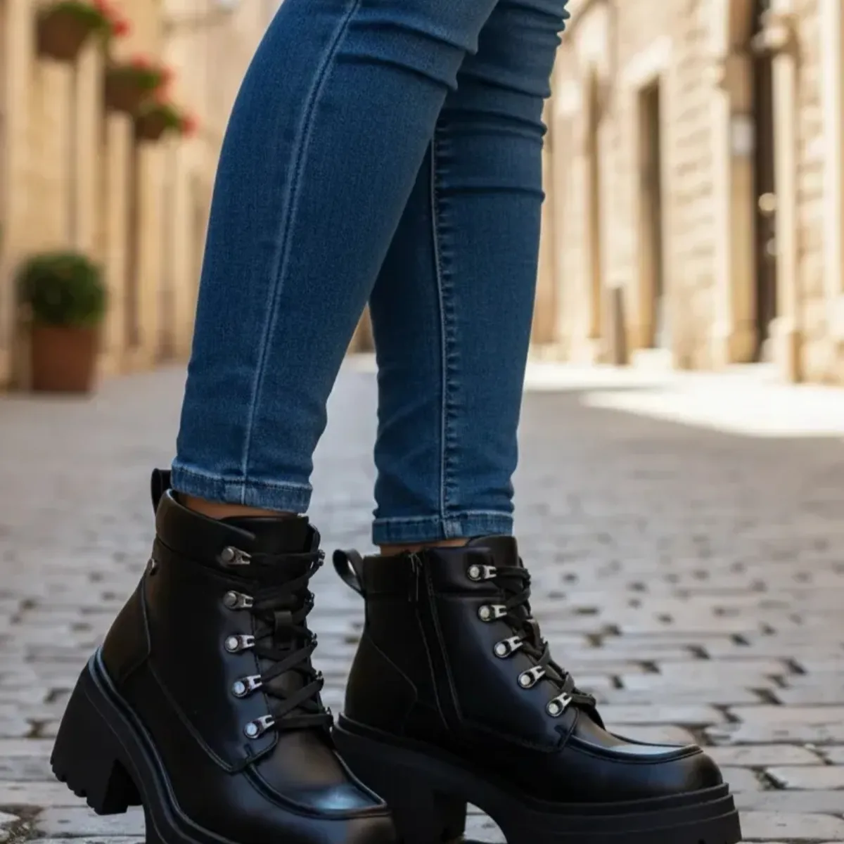 SNOOPY - Botin Mujer  color Negro  con Plataforma M511