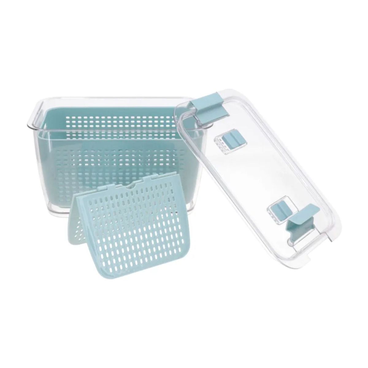 KEEP - Caja Organizadora Refrigerador Con Colador 1500ml Turquesa