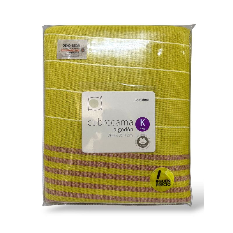 GENERICO - Cubrecama Algodón King Amarillo