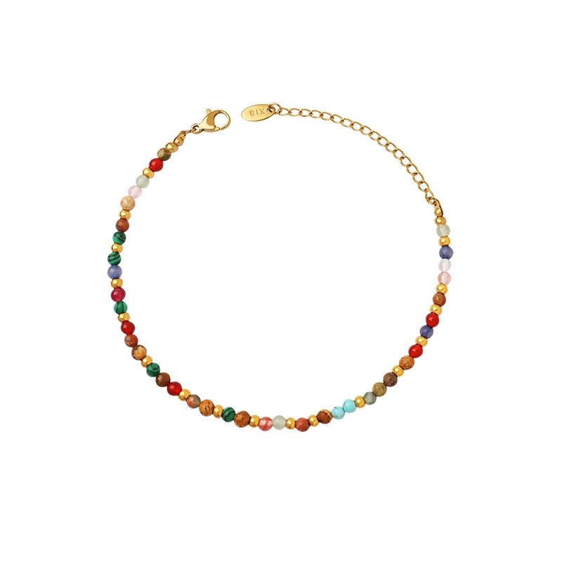 LUX JOYAS - Pulsera Baño Oro Amarillo 18k Piedrecillas Colores