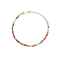 LUX JOYAS - Pulsera Baño Oro Amarillo 18k Piedrecillas Colores