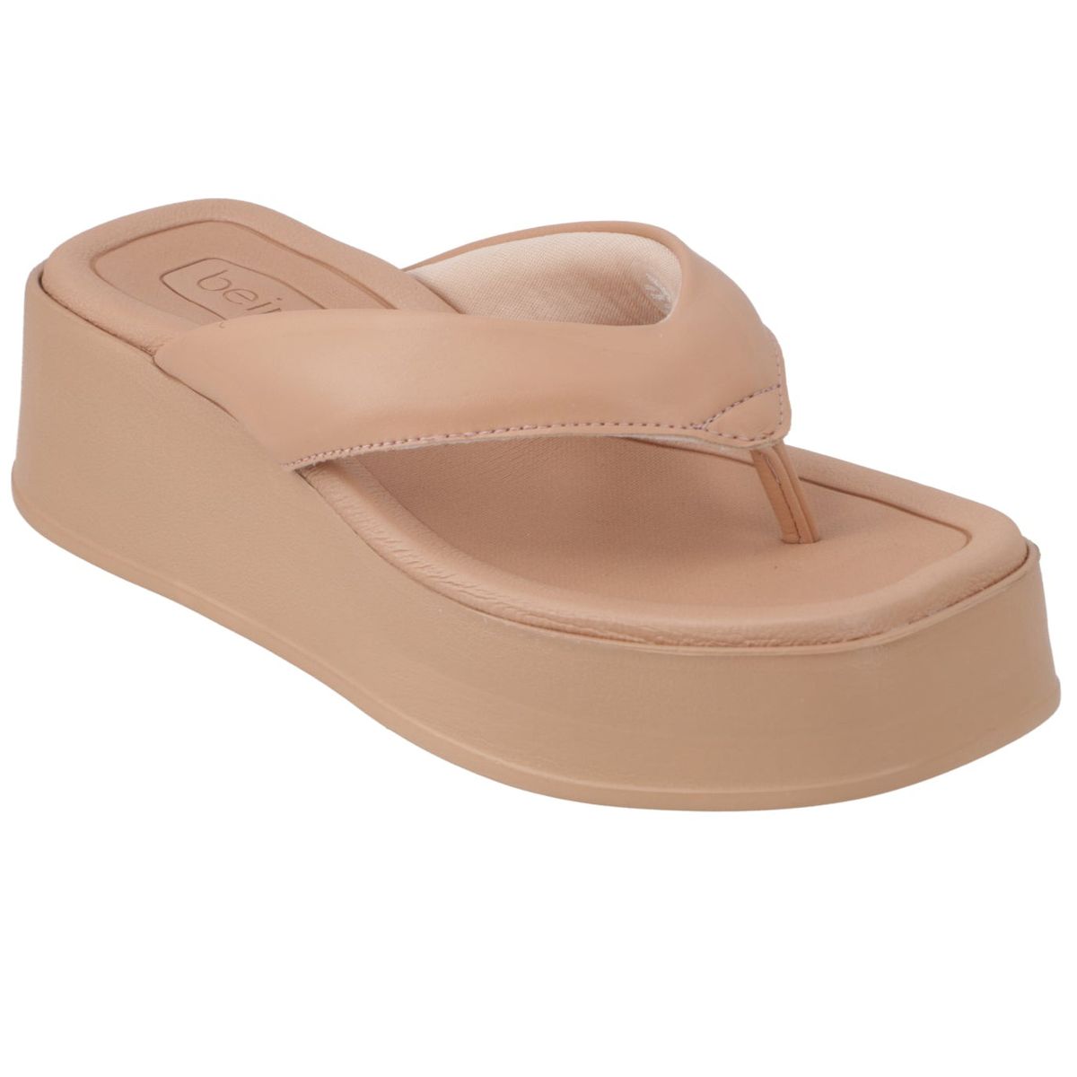 BEIRA RIO - Sandalia Plataforma 2cm Mujer Beira Rio Eco Cuero Nude