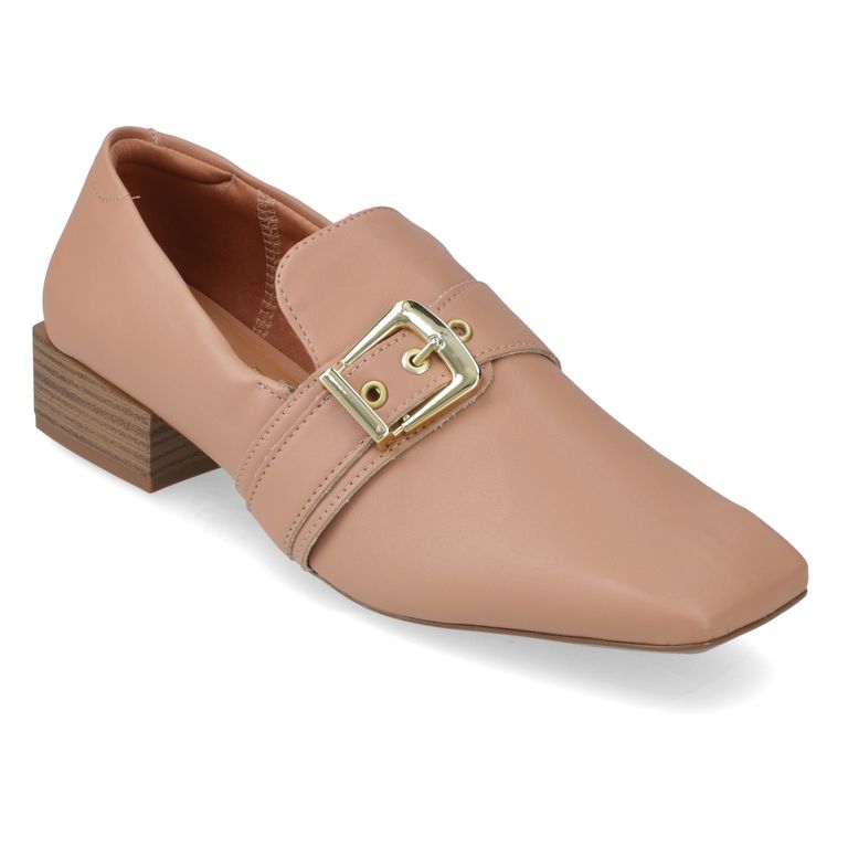 Mocasines Nude Con Detalle De Hebilla