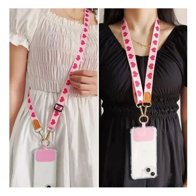 GENERICO - Colgante Ajustable Carcasa Celular Universal Correa 120cm Heart