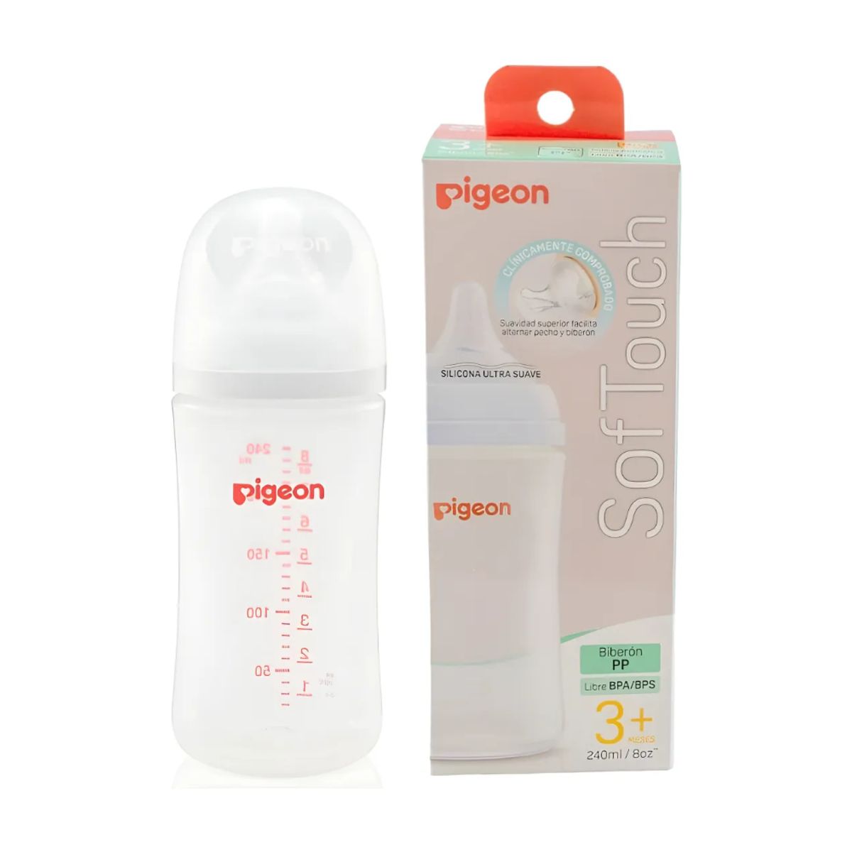 PIGEON - Mamadera Pigeon Boca Ancha 240ml Softouch Plastico PP