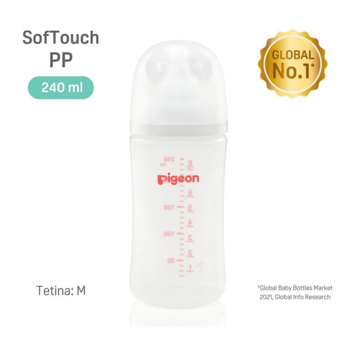 PIGEON - Mamadera Pigeon Boca Ancha 240ml Softouch Plastico PP