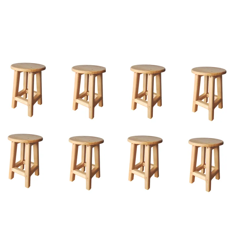 GENERICO - 8 Unidades Taburete Piso Madera De 45 Cm Sellado Natural
