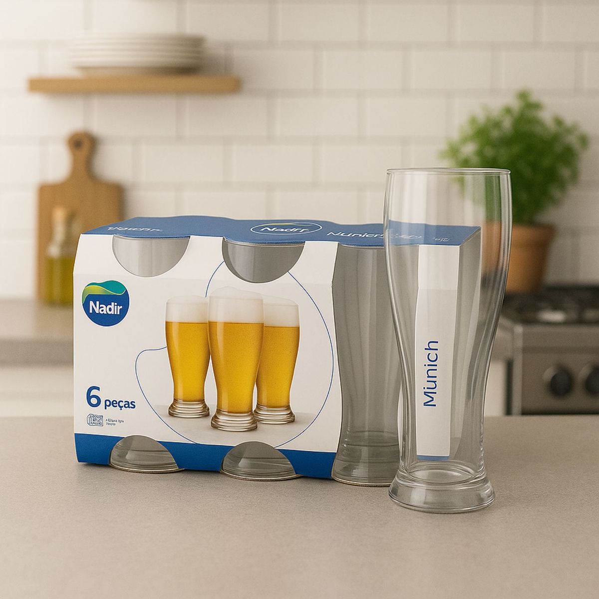 NADIR - Set 6 Vasos Cerveceros Munich 300mL Nadir Transparente