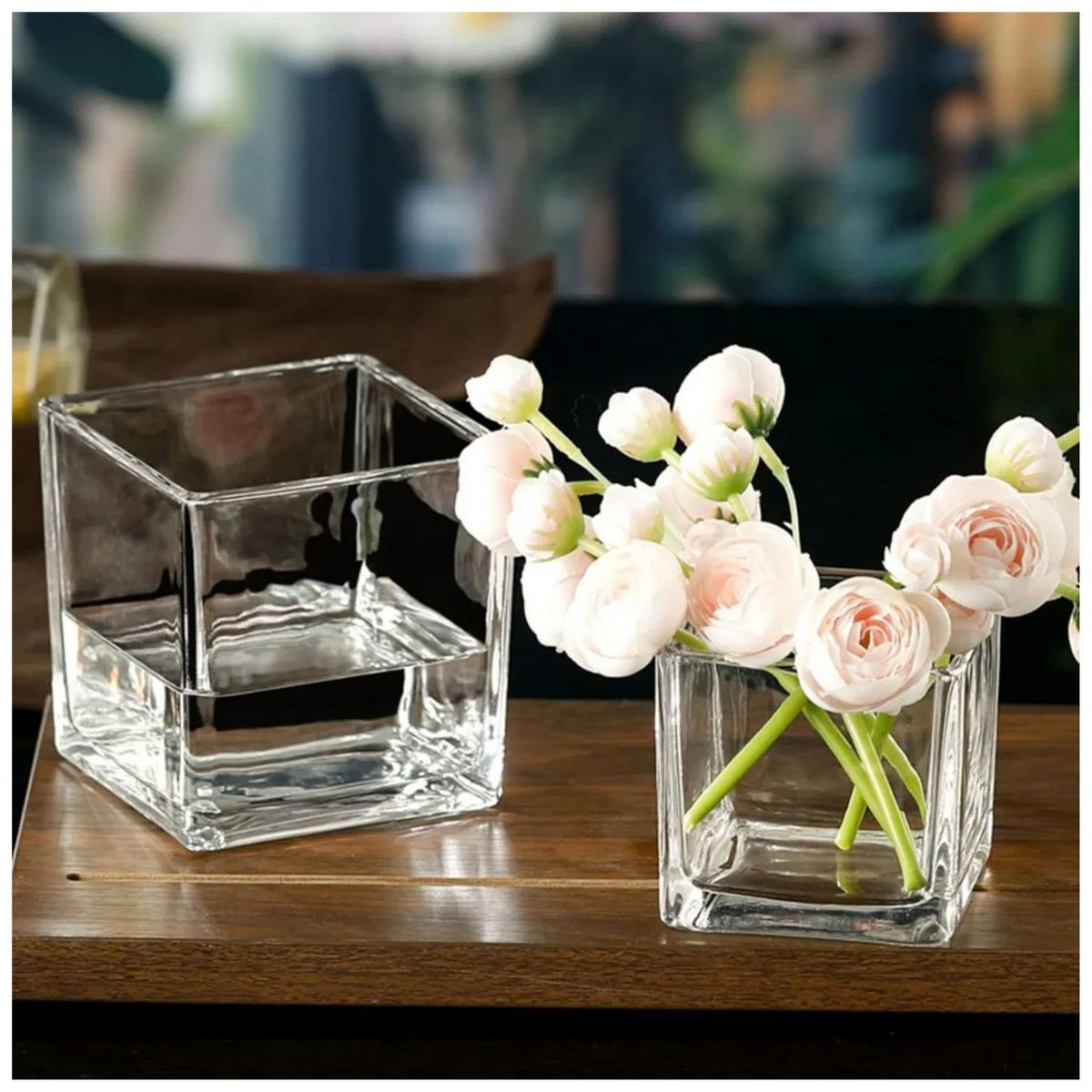 ALLEGRA - Florero Quadro 12cm Vidrio Transparente Cuadro Allegra.