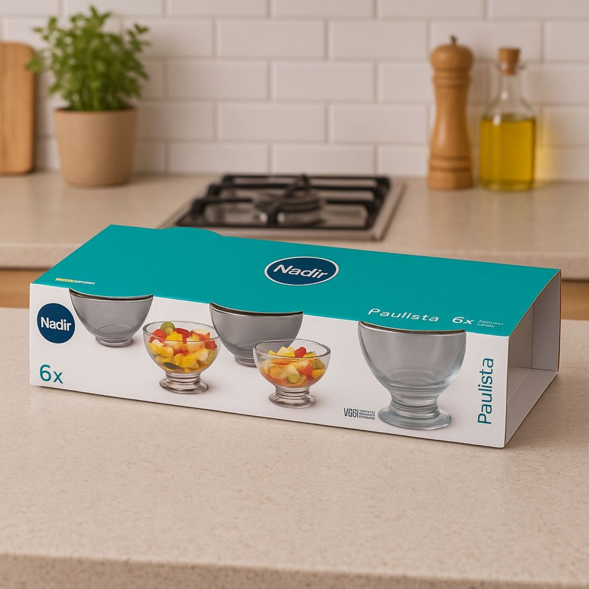 NADIR - Set 6 Copas Postre Paulista 220mL Vidrio Nadir Transparente