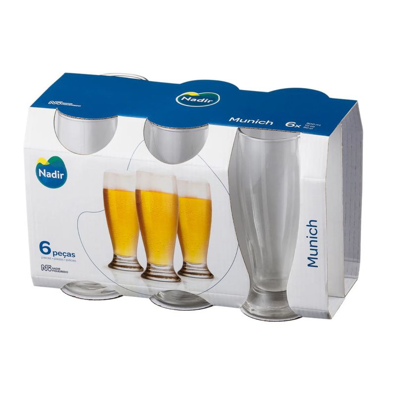 NADIR - Set 6 Vasos Cerveceros Munich 300mL Nadir Transparente