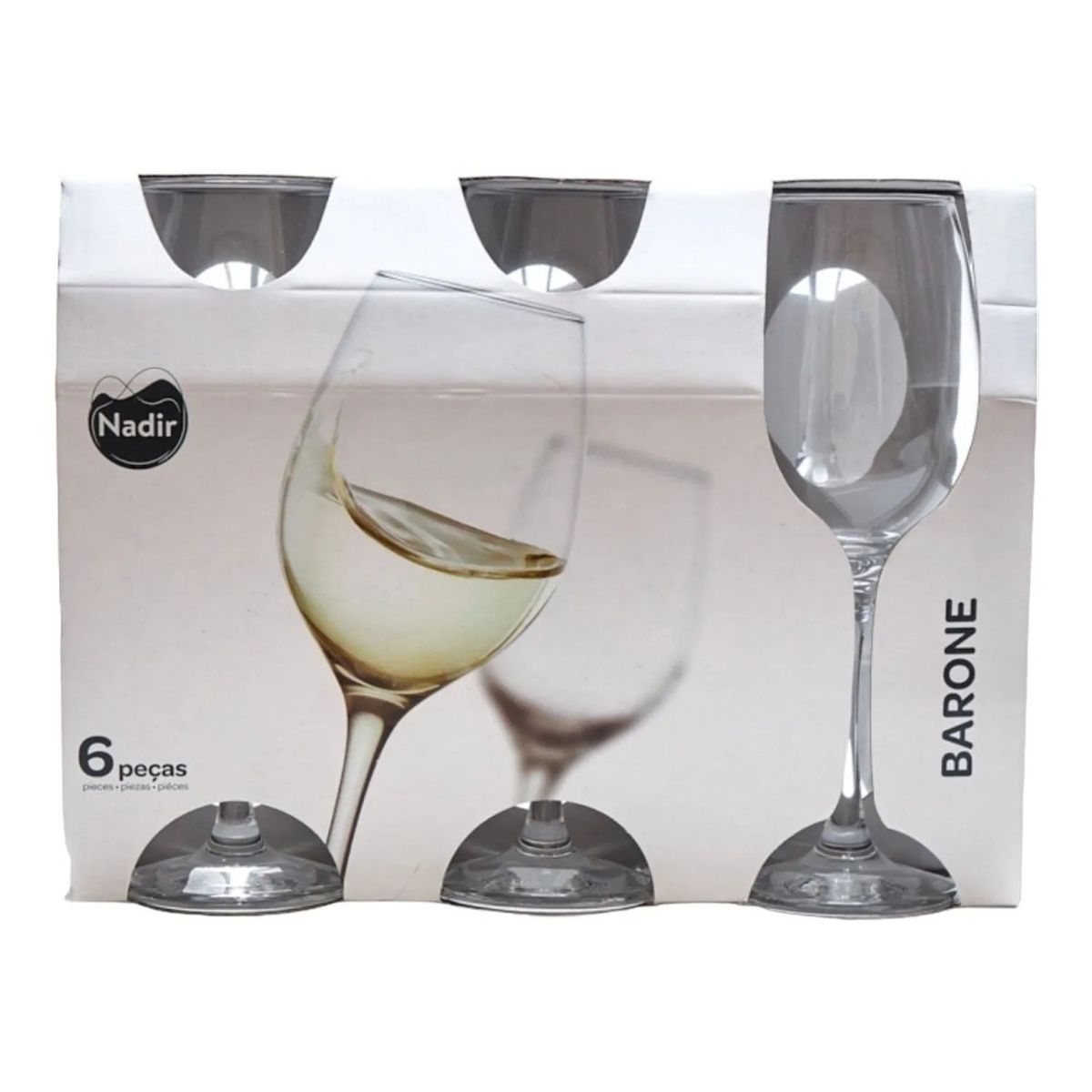 NADIR - Set 6 Copas Vidrio Barone Vino 385mL Nadir Transparente