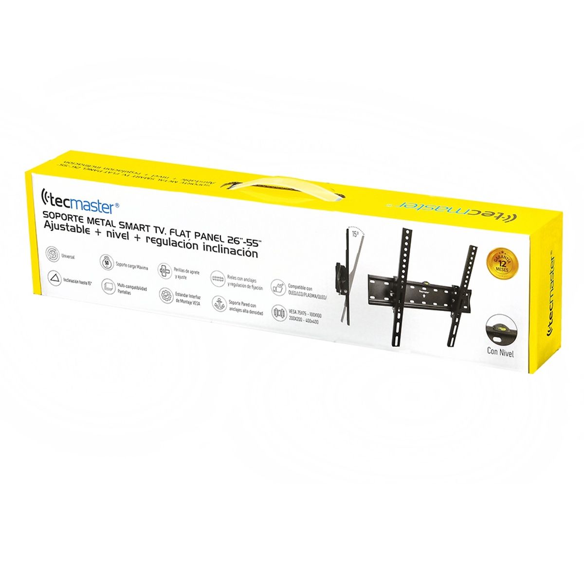 TECMASTER - Soporte Para Smart Tv Pared Inclinable Hasta 50kg 26-55 Pulgada