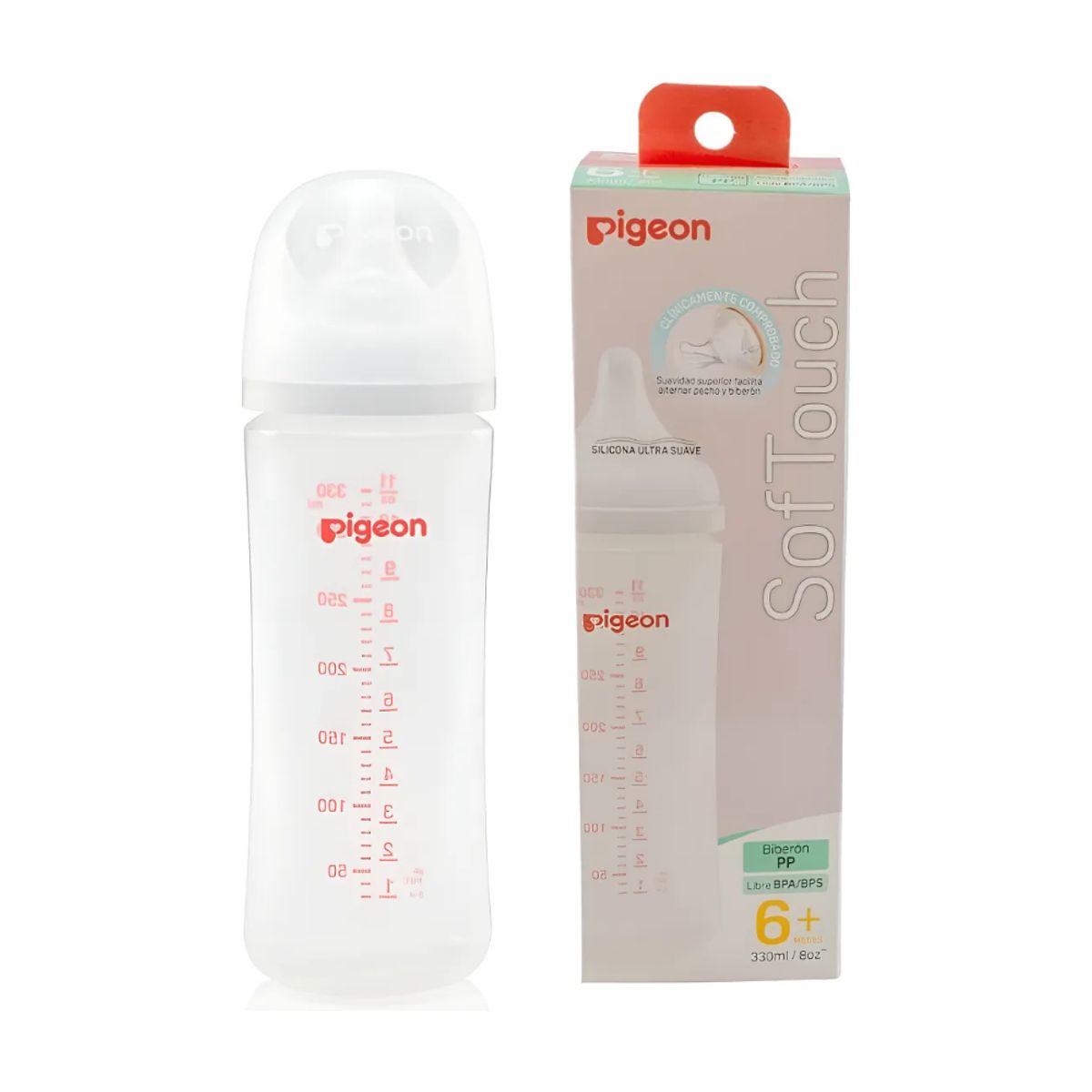 PIGEON - Mamadera Pigeon Boca Ancha 330ml Softouch Plastico PP
