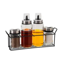 GENERICO - Set 2 Botellas Dispensadoras Aceite Vinagre + 2 Especieros