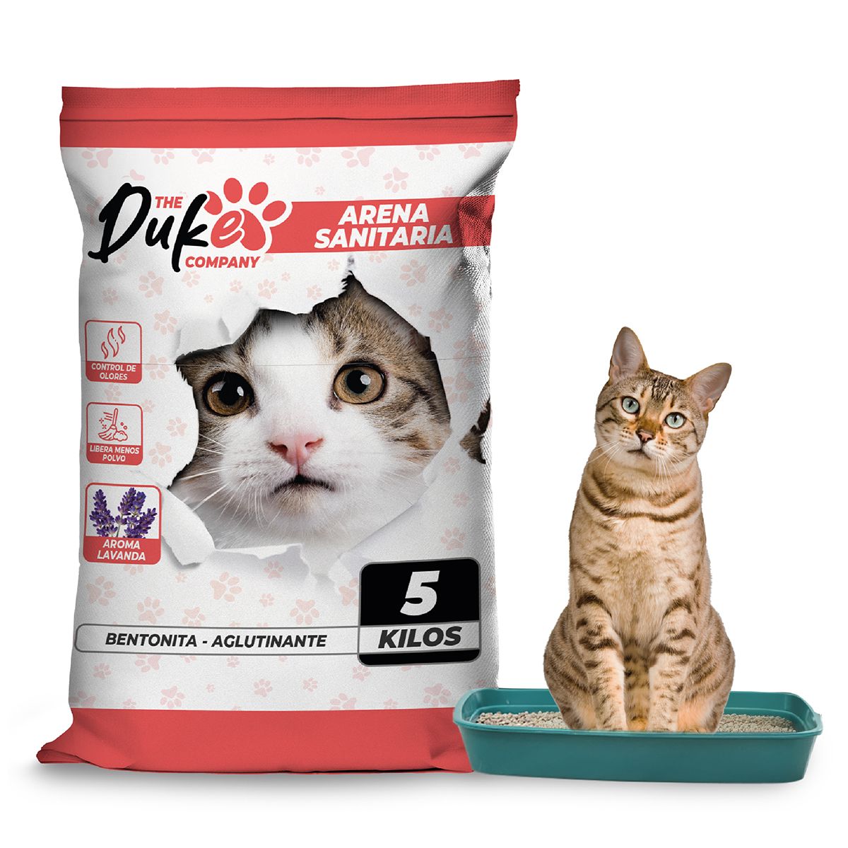 THE DUKE COMPANY - Arena Para Gato 5 kg Duke Bentonita Sanitaria Aglutinante Absorbente