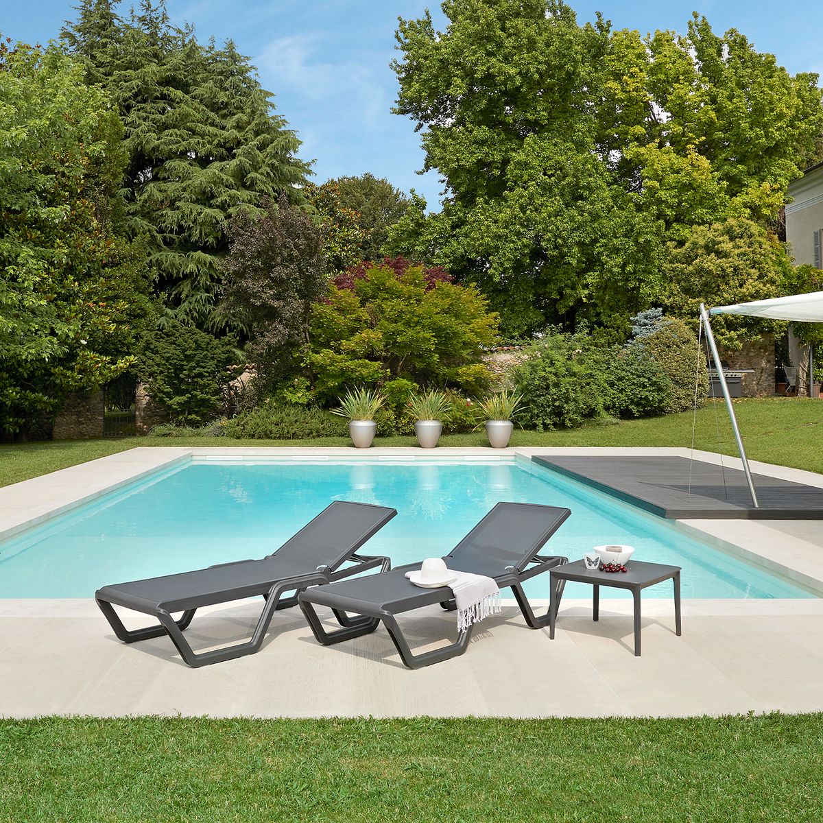 AMERITEX - Reposera Vela Gris Oscuro