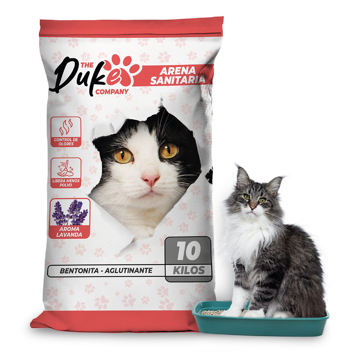 THE DUKE COMPANY - Arena Para Gato 10 kg Duke Bentonita Sanitaria Aglutinante Absorbente