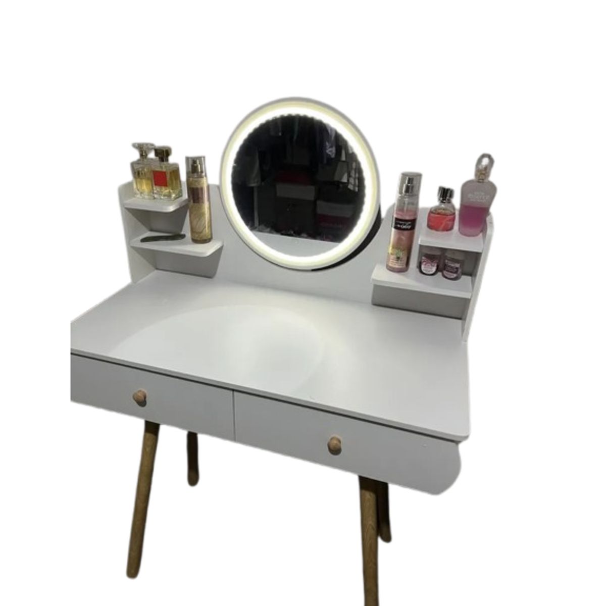 GENERICO - TOCADOR MAQUILLADOR CON LUCES LED  ESPEJO Y 4 CAJONES COLOR BLANCO