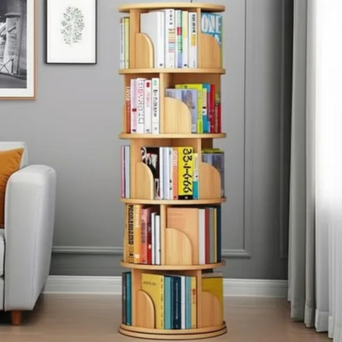 CRUSEC - Biblioteca Giratoria 46x46x157 Librero Estante Circular