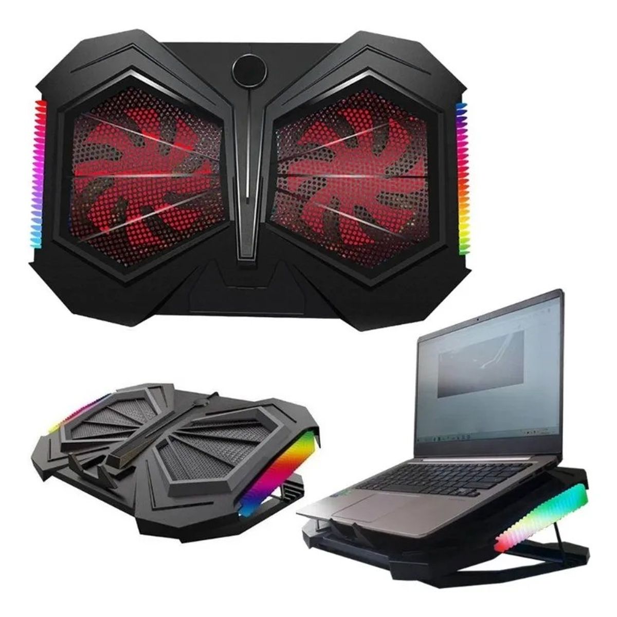 MUNDITEL - Ventilador Notebook Base Gamer Luz Rgb Led