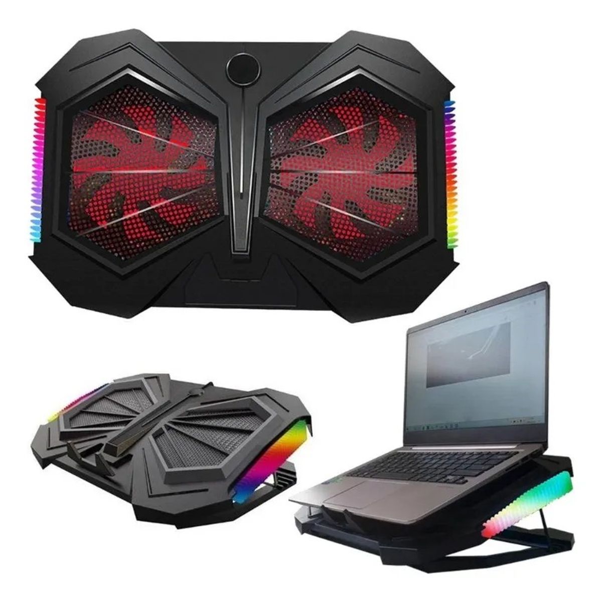 MUNDITEL - Ventilador Notebook Base Gamer Luz Rgb Led