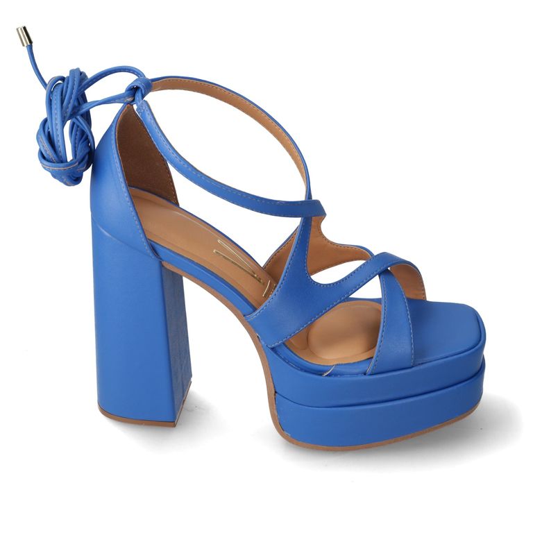 Sandalia Plataforma Eco Cuero Azul