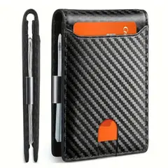 BAZUCA - Billetera Hombre Delgada Fibra De Carbono Con Bloqueo Rfid