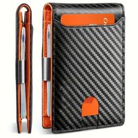 Billetera Hombre Delgada Fibra De Carbono Con Bloqueo Rfid