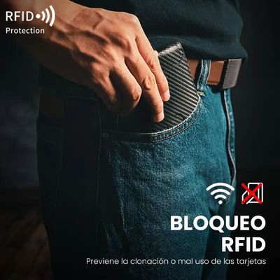 Imagen 2 del producto Billetera Hombre Delgada Fibra De Carbono Con Bloqueo Rfid