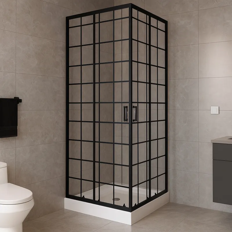 JOYTEK - Shower Door Joytek Recto Cuadros Negros 70x70x198cm con Receptáculo