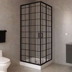 JOYTEK - Shower Door Recto Cuadros Negros 70x70x198cm con Receptáculo