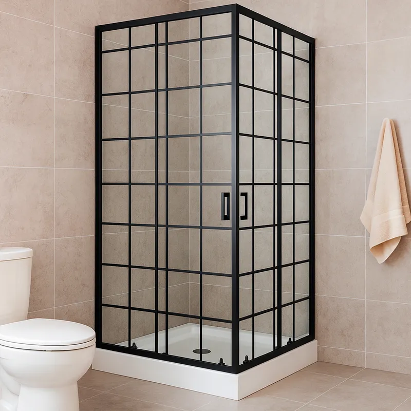 JOYTEK - Shower Door Joytek Recto Cuadros Negros 90x90x198cm con Receptáculo