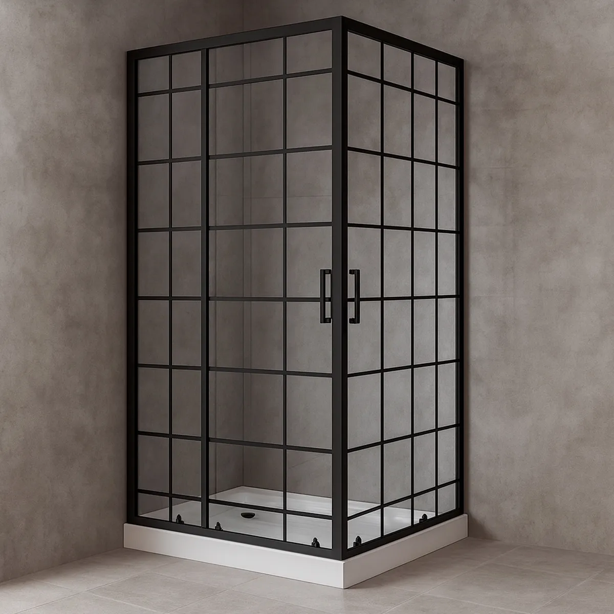 JOYTEK - Shower Door Joytek Recto Cuadros Negros 100x70x198cm con Receptáculo