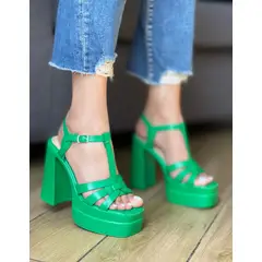 SNOOPY - Sandalias Mujer color Verde Taco Alto con Plataforma M515