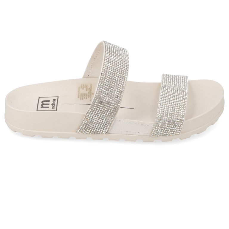 Sandalia Plana Mujer Eco Cuero Blanca