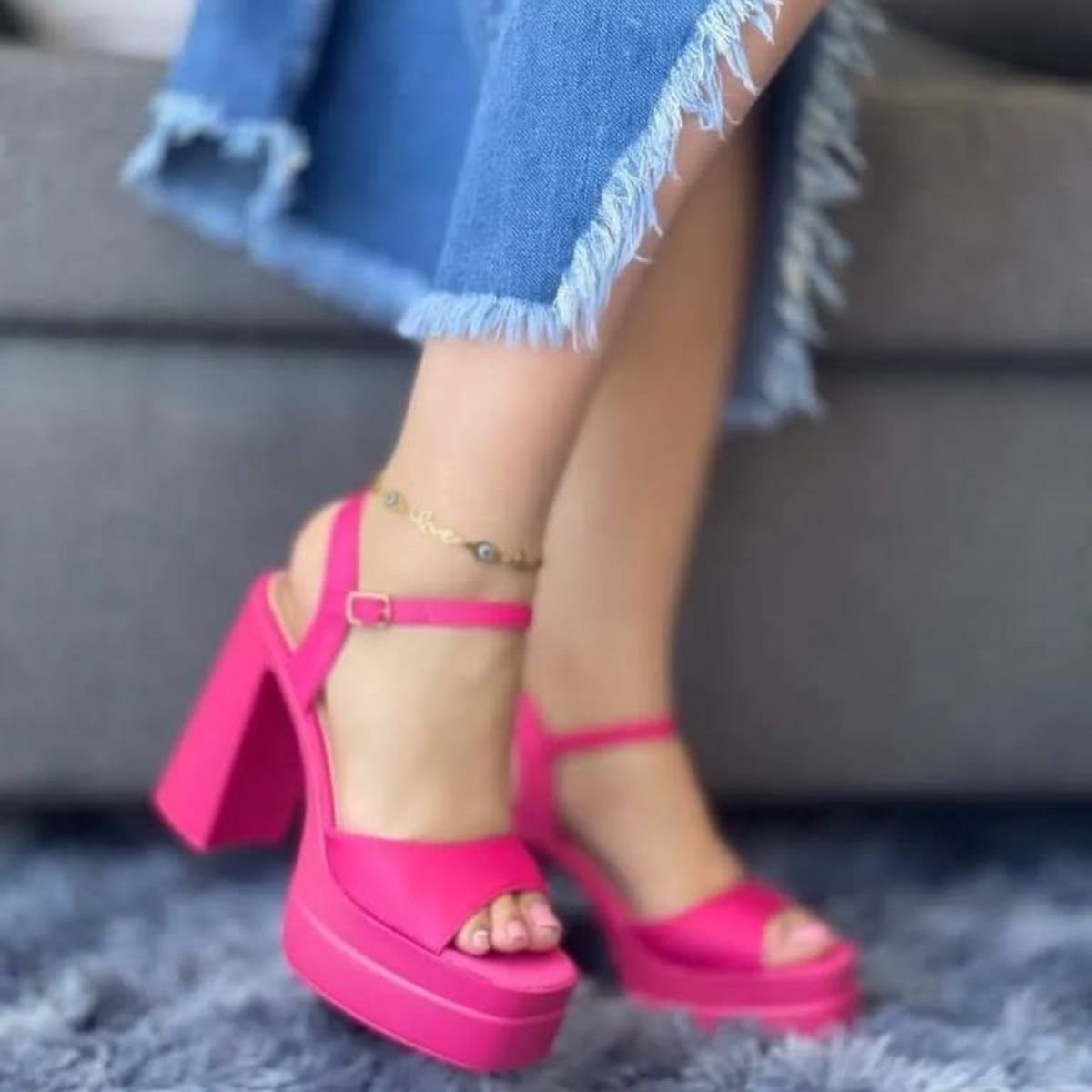 SNOOPY - Sandalias Mujer color Fucsia Taco Alto con Plataforma M516