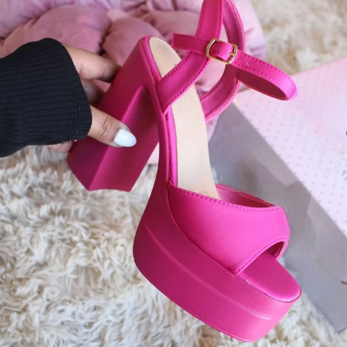 SNOOPY - Sandalias Mujer color Fucsia Taco Alto con Plataforma M516