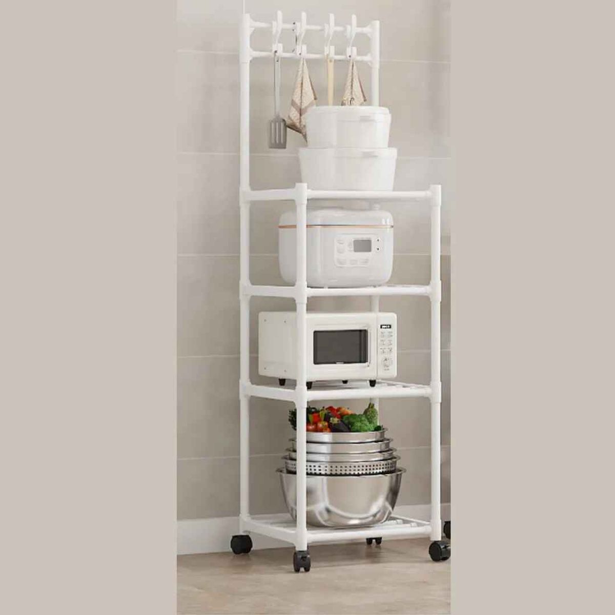 GENERICO - Organizador Con Ruedas Estante Multifuncion Restistente Blanco