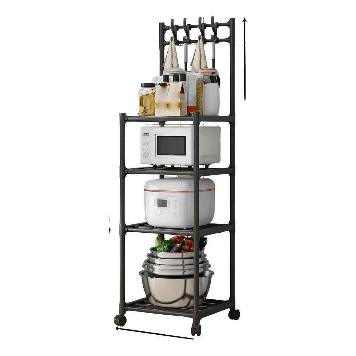 GENERICO - Organizador Con Ruedas Estante Multifuncion Restistente Negro