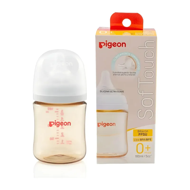 PIGEON - Mamadera Pigeon Boca Ancha 160ml Softouch Plastico PPSU