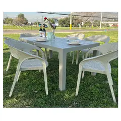 GENERICO - Comedor terraza Zapallar seis personas textura ratán
